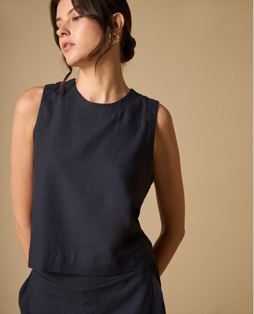 Camisa sin mangas con detalle posterior y cordón decorativo para mujer