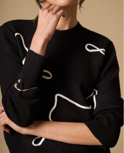 Suéter tejido con diseño abstracto lineal para mujer