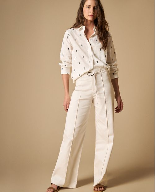 Pantalón wide leg con cordón ajustable para mujer