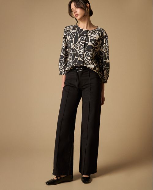 Pantalón wide leg con cordón ajustable para mujer