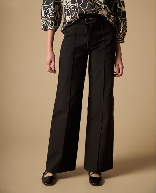Pantalón wide leg con cordón ajustable para mujer