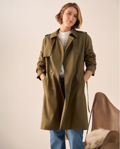 Trench Azul Bahía con Cinturón Ajustable