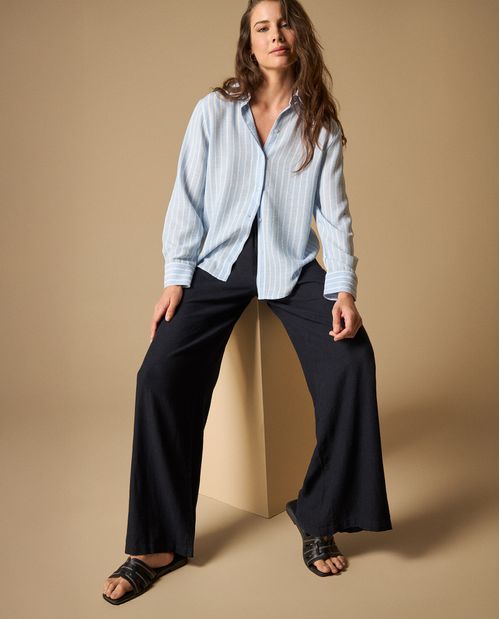 Pantalón wide leg con cordón ajustable para mujer
