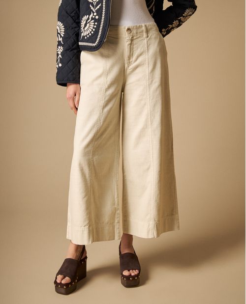 Pantalón palazzo con costuras decorativas para mujer