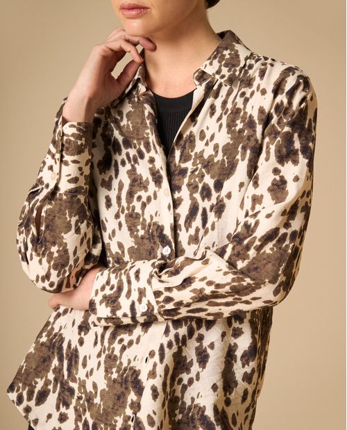 Camisa animal print manga larga para mujer