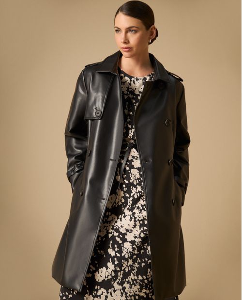 Trench coat doble botonadura con cinturón para mujer