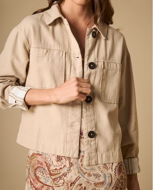 Chaqueta camisa oversized con botones para mujer