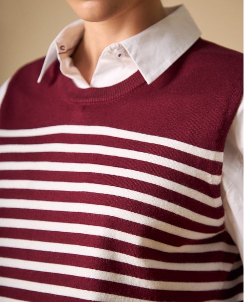 Camiseta tejida sin mangas con rayas horizontales