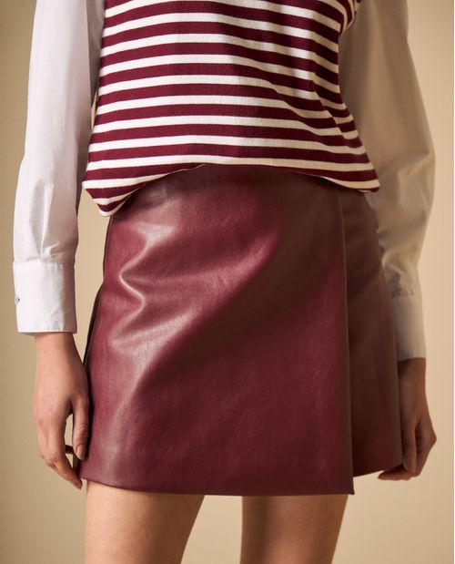 Falda mini asimétrica con solapa cruzada para mujer