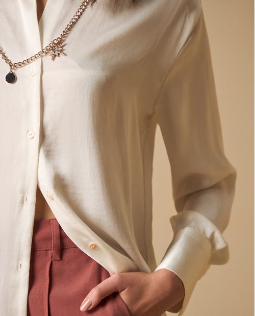 Camisa oversize con detalle de logo para mujer