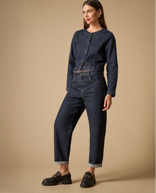 Jean de tiro alto corte recto para mujer
