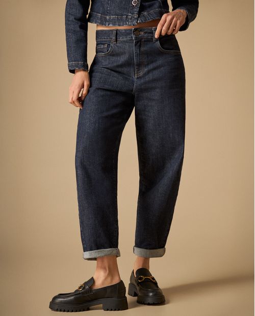 Jean de tiro alto corte recto para mujer