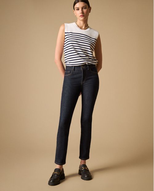 Jean recto talle alto cinco bolsillos para mujer