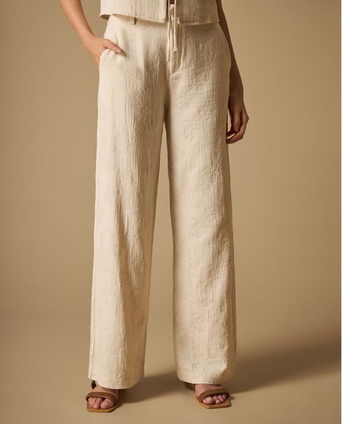 Pantalón palazzo de cintura alta con cordón para mujer