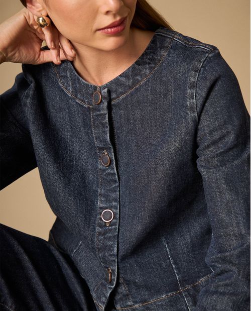 Chaqueta crop cuello redondo para mujer