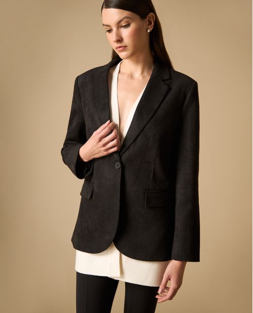 Chaqueta blazer con cinturón de tachuelas para mujer