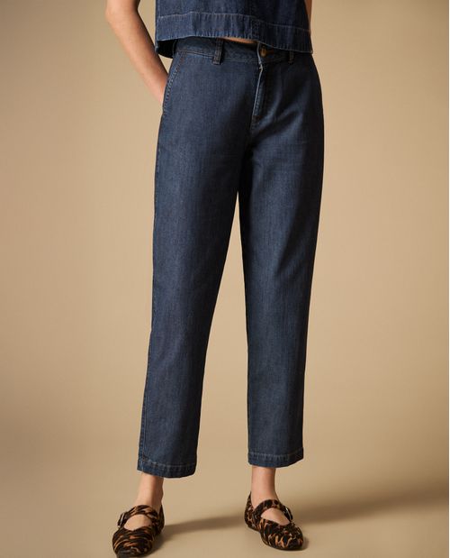 Conjunto denim sin mangas de dos piezas para mujer