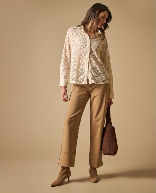 Pantalón cropped con dobladillo para mujer