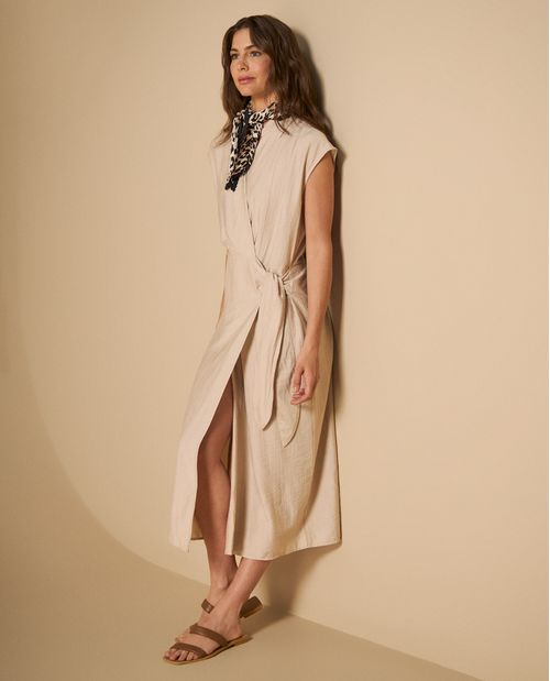 Vestido camisero midi con cinturón ajustable para mujer