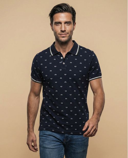 Polo manga corta con estampado all-over