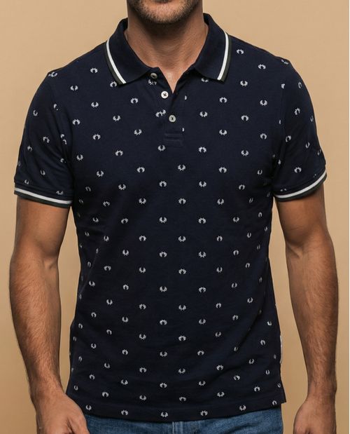 Polo manga corta con estampado all-over