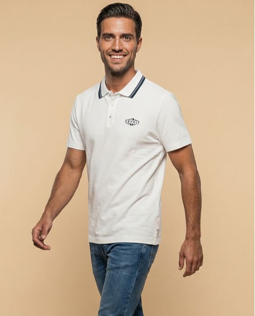 Polo manga corta con ribetes contrastantes para hombre