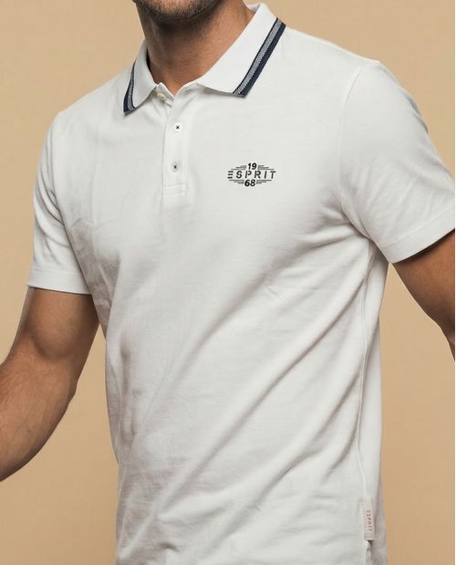 Polo manga corta con ribetes contrastantes para hombre