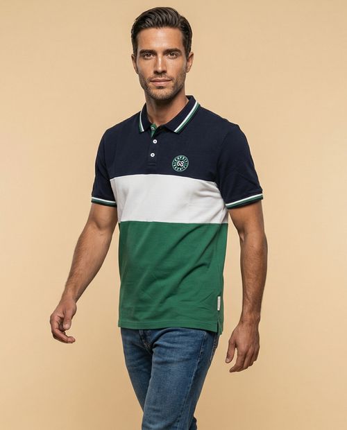 Polo manga corta con bloques de color horizontales para hombre