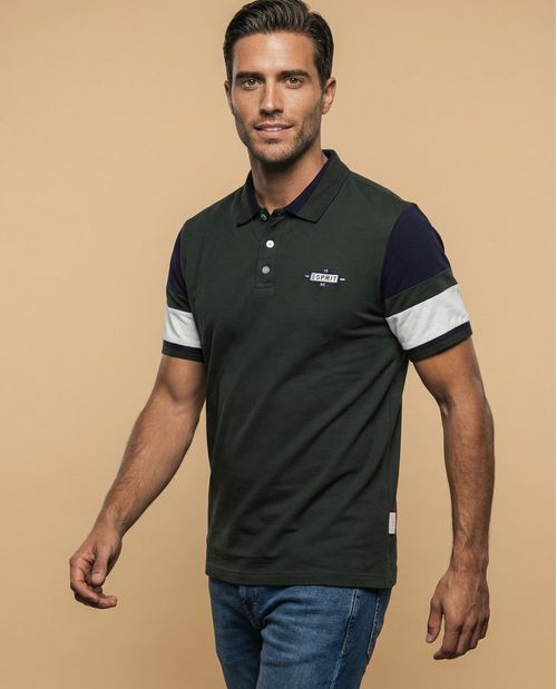 Polo deportivo manga corta color block para hombre