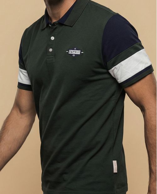 Polo deportivo manga corta color block para hombre