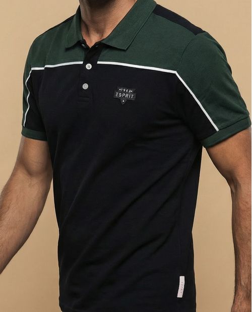 Polo deportivo manga corta con diseño bicolor para hombre