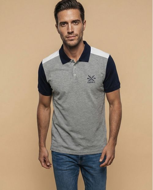 Polo manga corta estilo rugby bloques de color