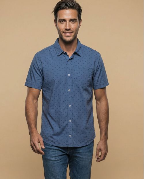 Camisa de manga corta con microestampado de palmeras