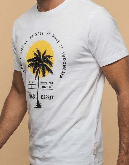 Camiseta manga corta con estampado tropical