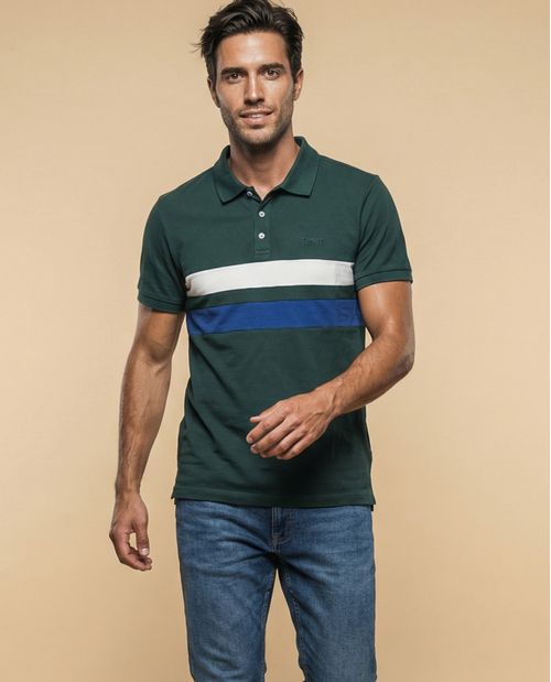 Polo de manga corta con franjas horizontales para hombre