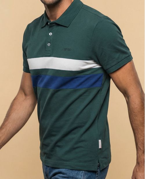 Polo de manga corta con franjas horizontales para hombre