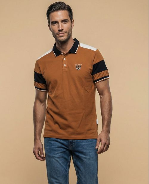 Polo deportivo con diseño colorblock para hombre