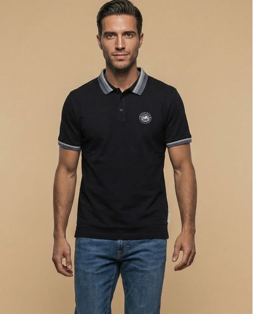 Polo manga corta con ribetes contrastantes para hombre