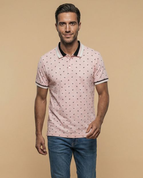 Polo manga corta con estampado de motivos pequeños