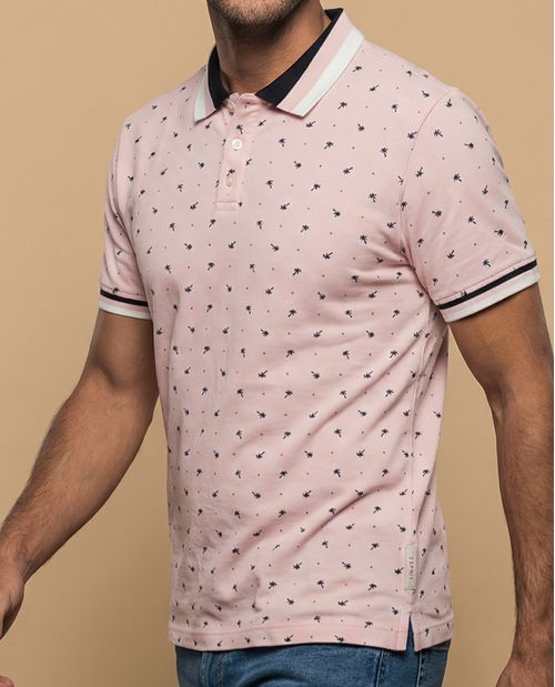 Polo manga corta con estampado de motivos pequeños