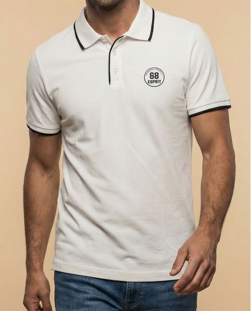 Polo manga corta con ribetes contrastantes para hombre