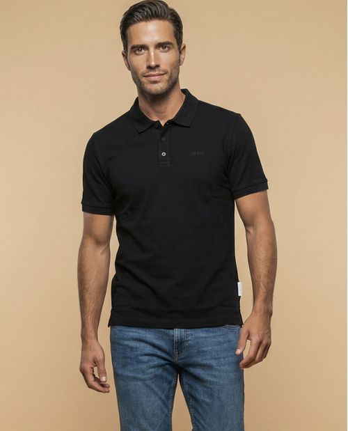 Polo manga corta con cuello camisero y ribete contrastante para hombre