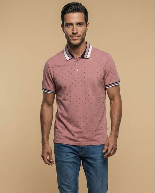 Polo manga corta con estampado de micromotivo geométrico para hombre