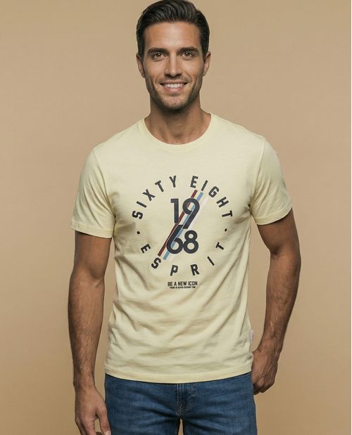 Camiseta manga corta con estampado gráfico circular para hombre