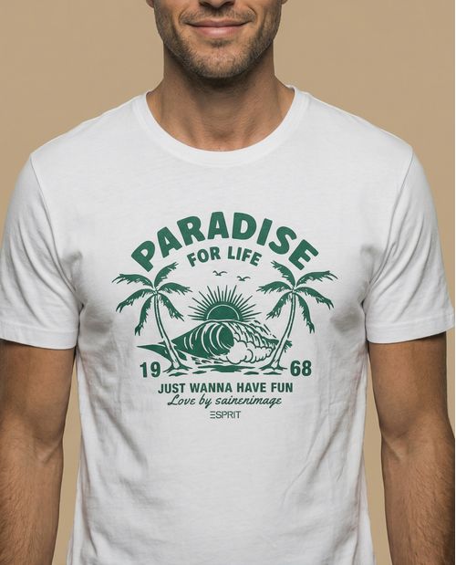 Camiseta manga corta con estampado tropical para hombre