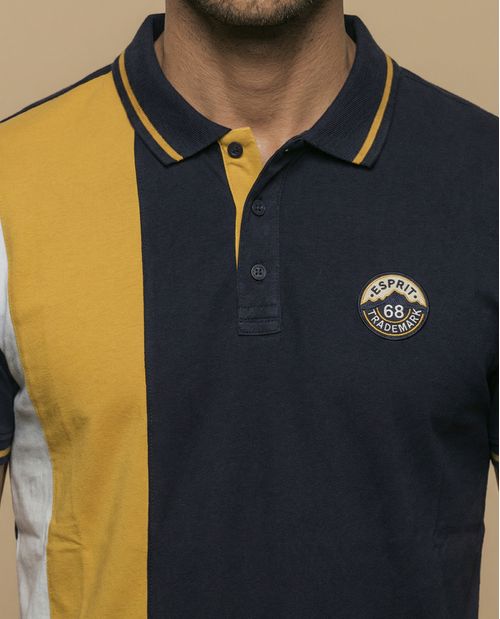 Polo manga corta con bloques de color verticales para hombre