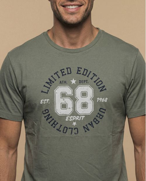 Camiseta manga corta con estampado deportivo circular para hombre