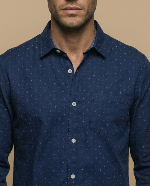 Camisa manga larga con microestampado para hombre