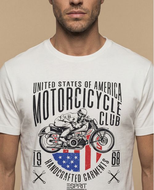 Camiseta manga corta con estampado gráfico de motociclista para hombre
