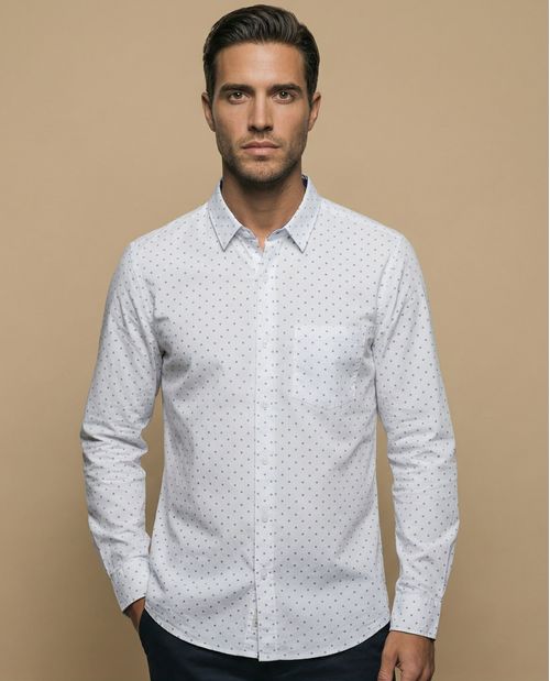 Camisa manga larga con estampado microgeométrico para hombre